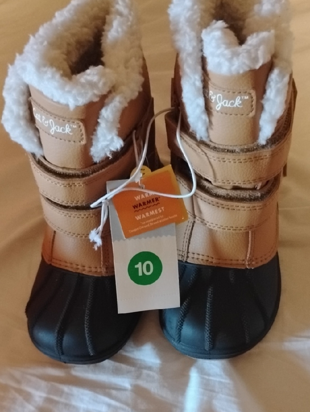 Weatherproof Kids Tan and Black Insulated Rain & Snow Boots
